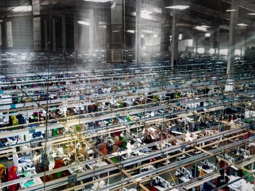 A factory floor in a garment factory Bangladesh
