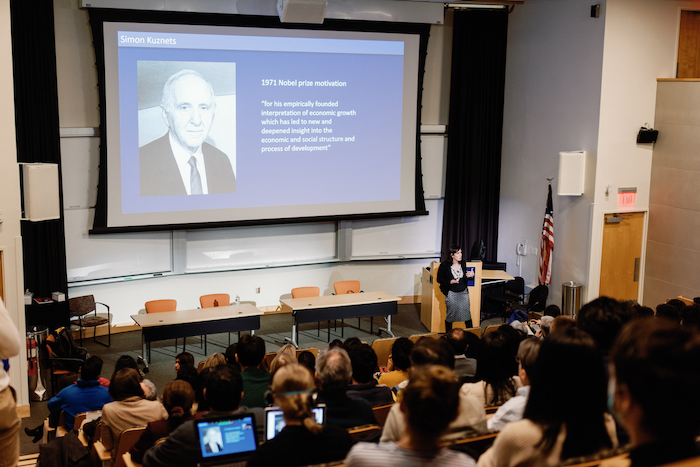 "Eliana La Ferrara of Harvard delivering the 32nd Annual Kuznets Memorial Lecture"