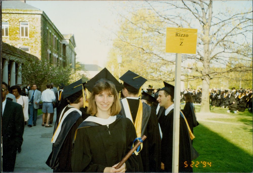 Javorcik in a cap and gown in 1994
