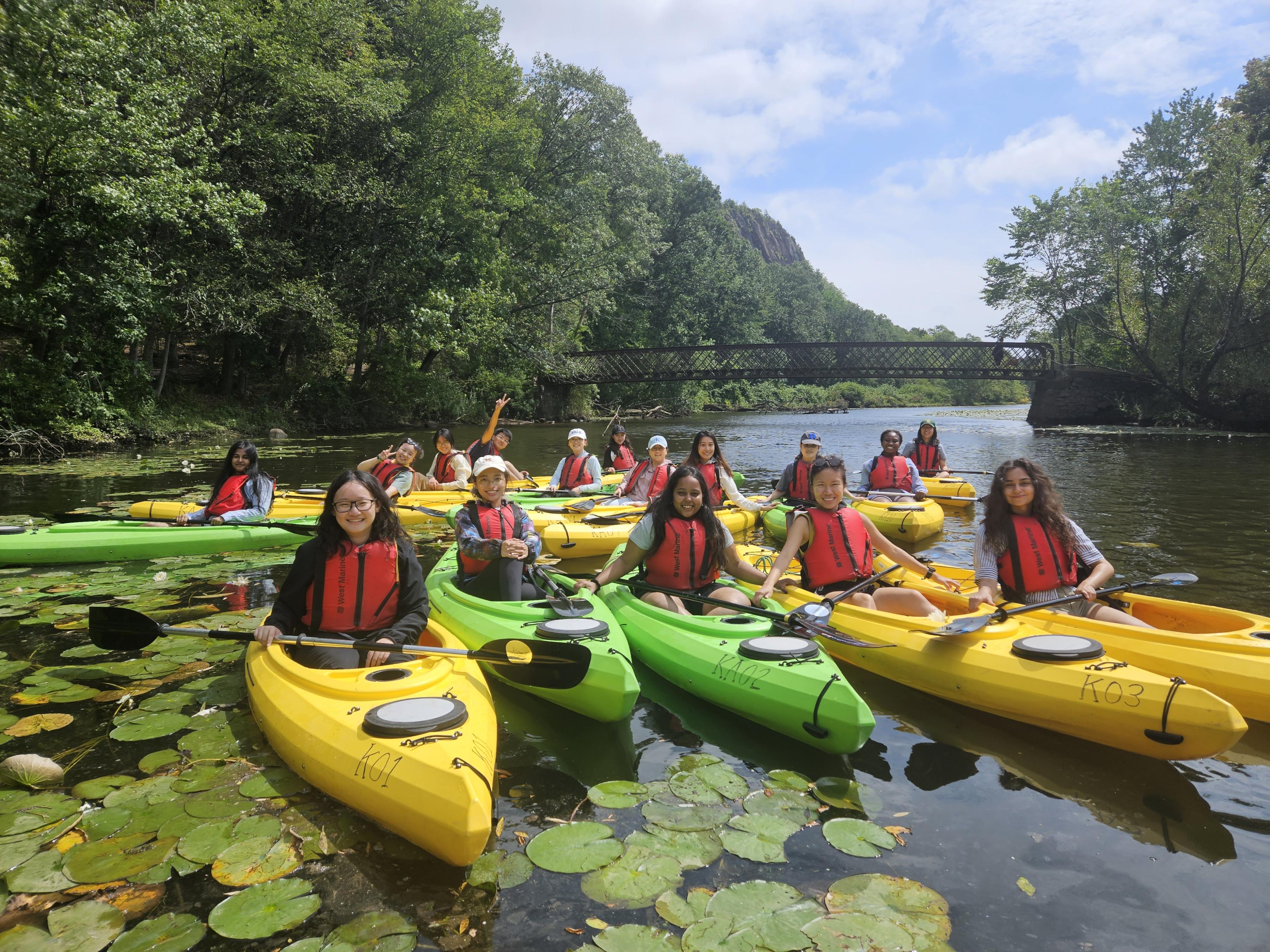 IDE students kayaking during a picnic in East Rock Park, New Haven. Photo by Anna Groesser.