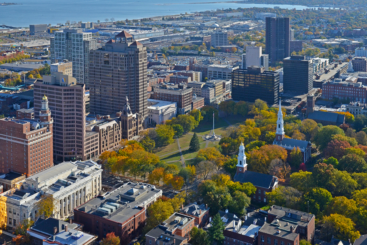 aerial view of New Haven, CT