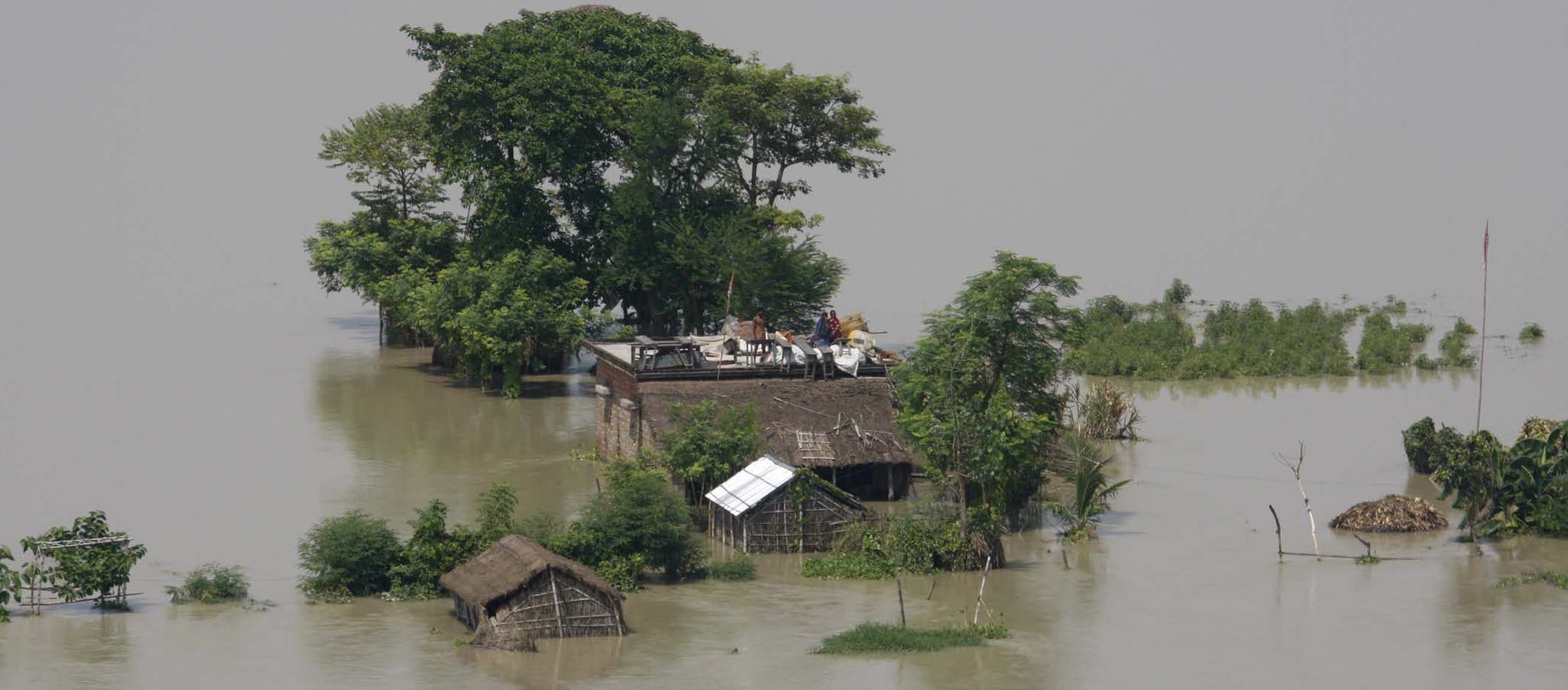 A group of submerged houses in India