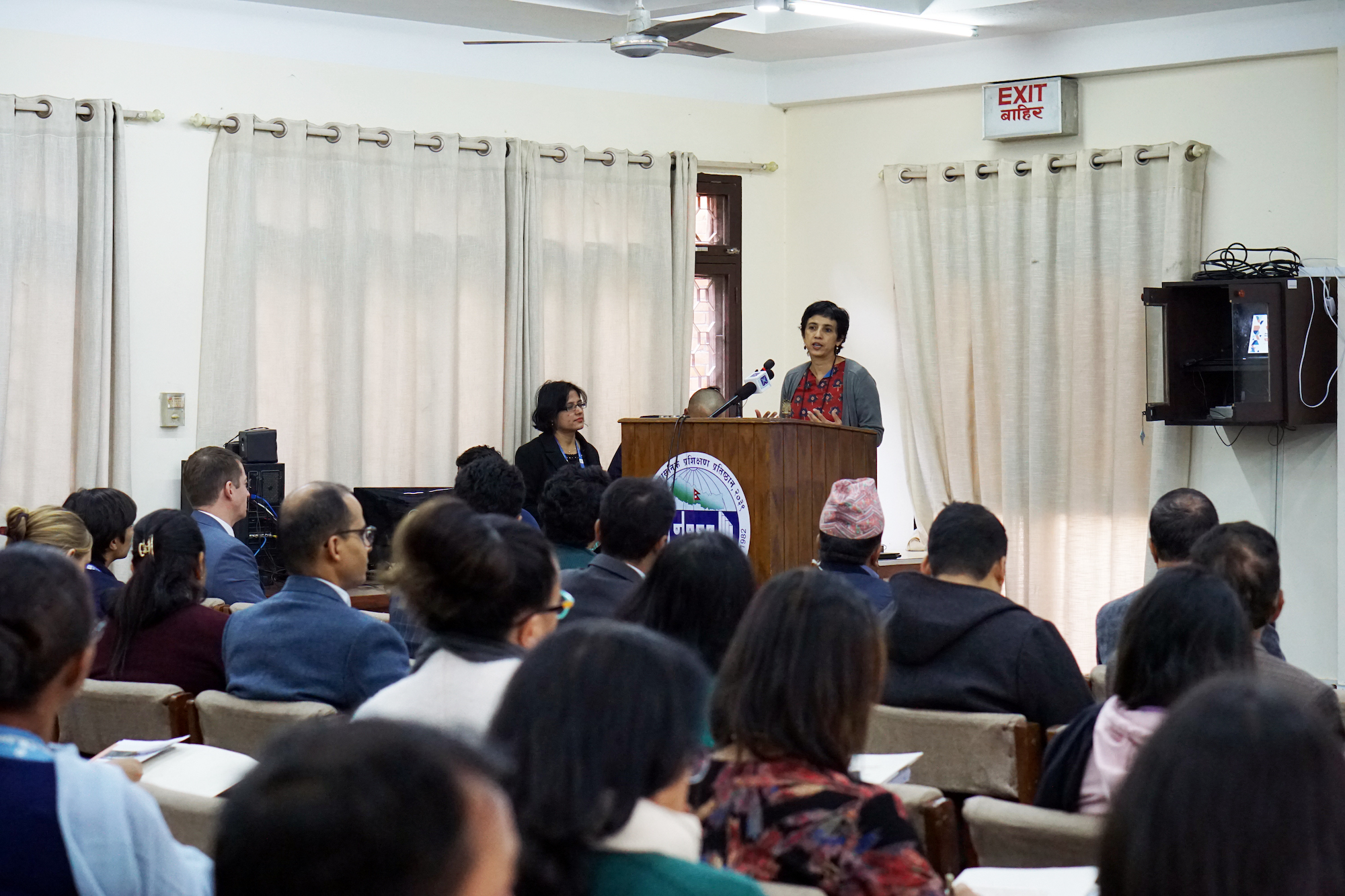 Rohini Pande addressing an audience