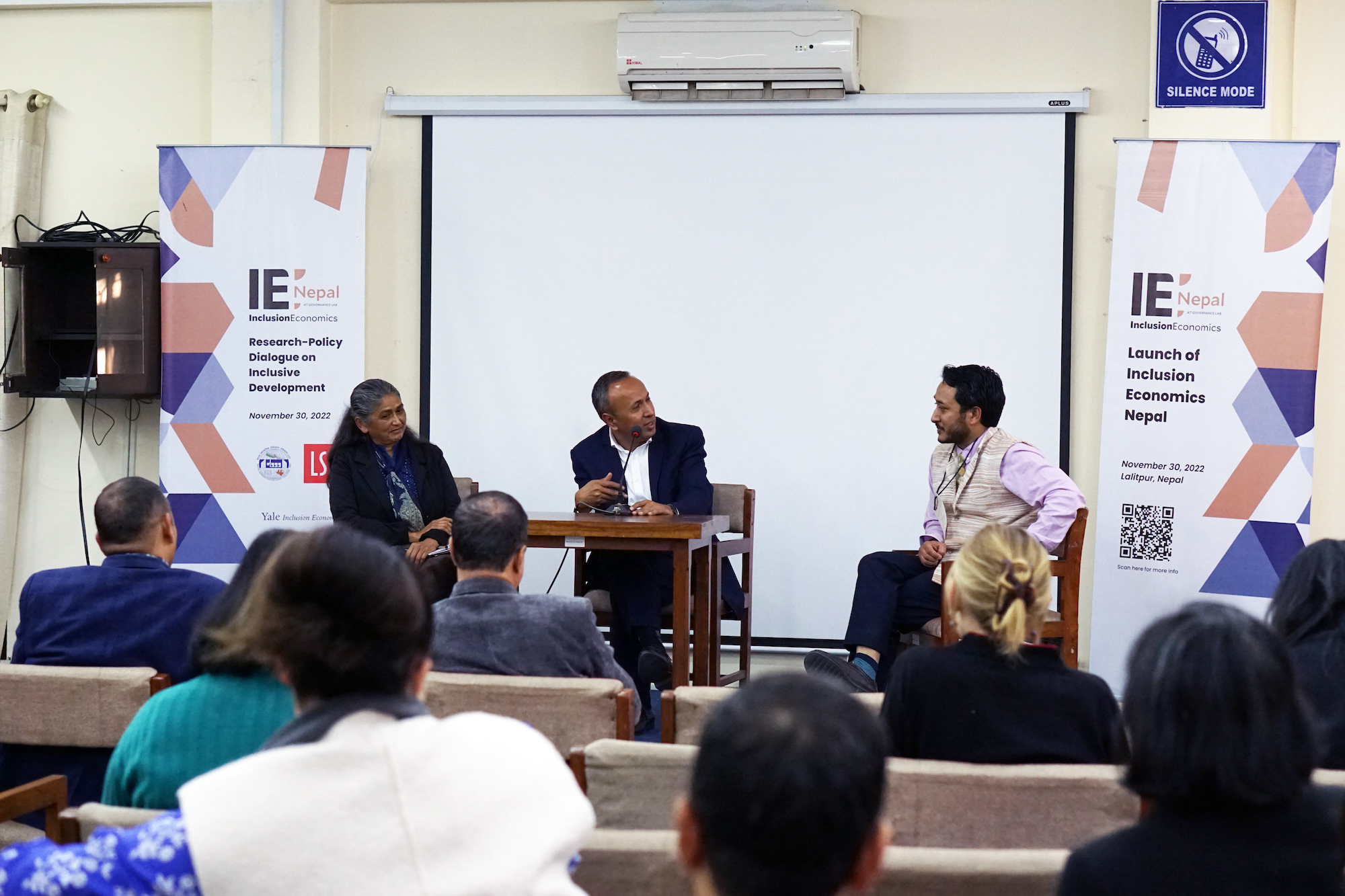 Dr. Binda Pandey, Politician and Author of "Women in Nepali Politics" and Kewal Bhandari, Secretary of the Nepal National Planning Commission in conversation with Pukar Malla, Chairperson of Governance Lab
