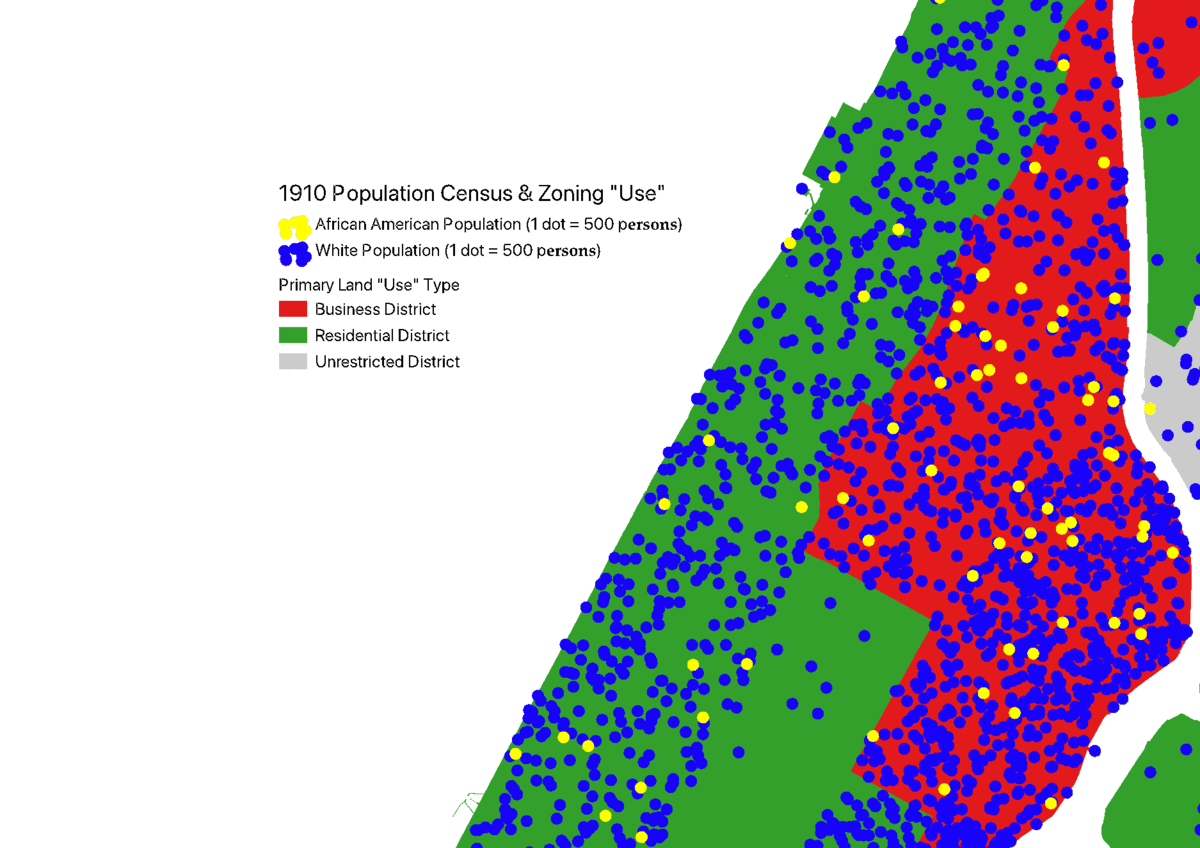 A map showing the changing distribution of racial groups in New York City