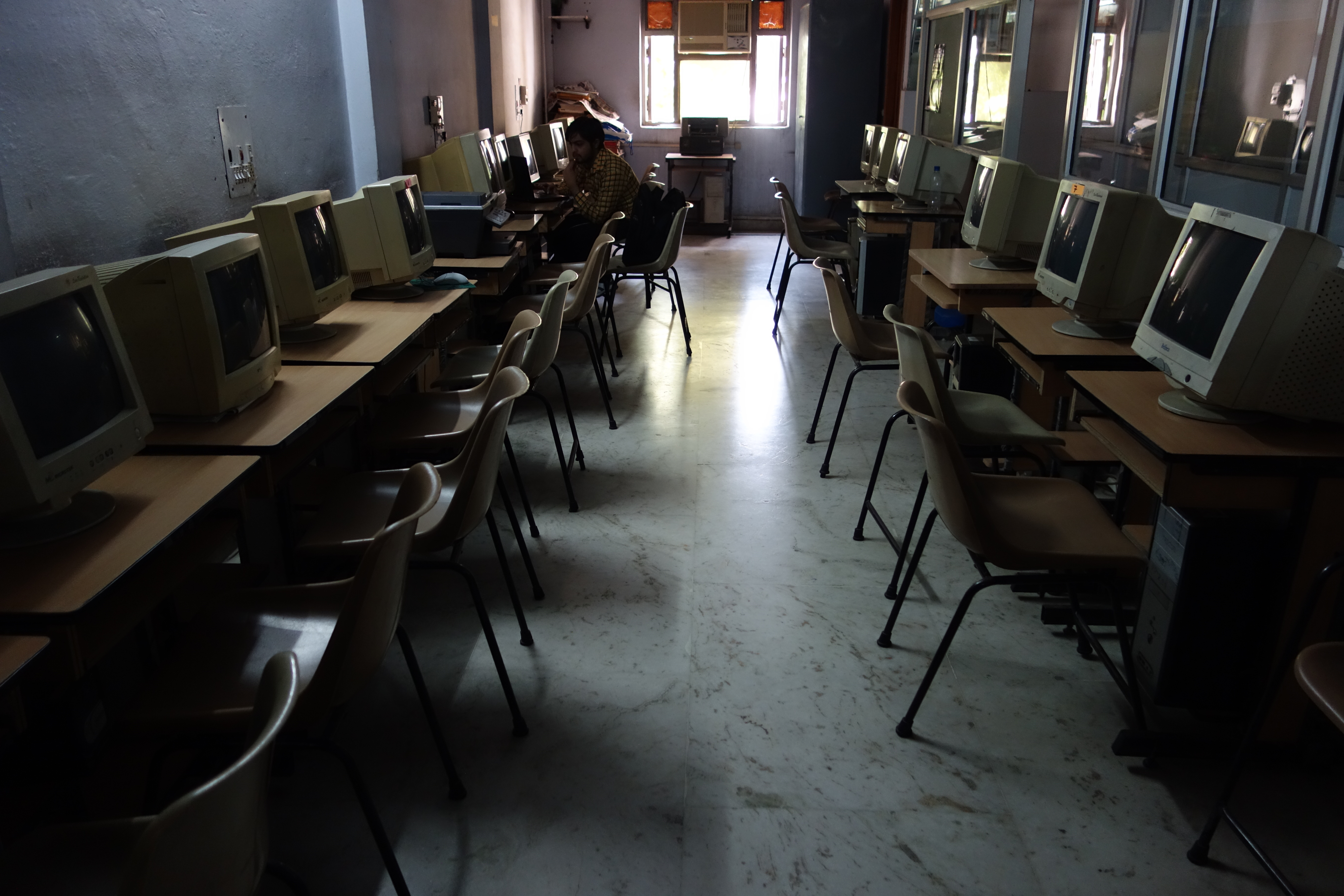Empty classroom with computers