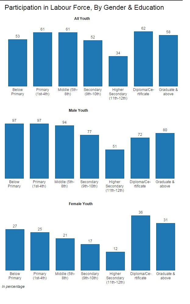 Chart of participation of labor force by gender and education
