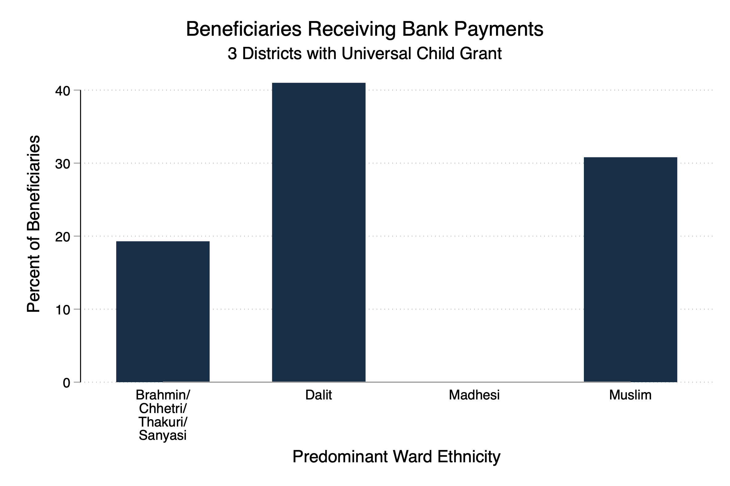 Bar graph of beneficiaries receiving bank payments
