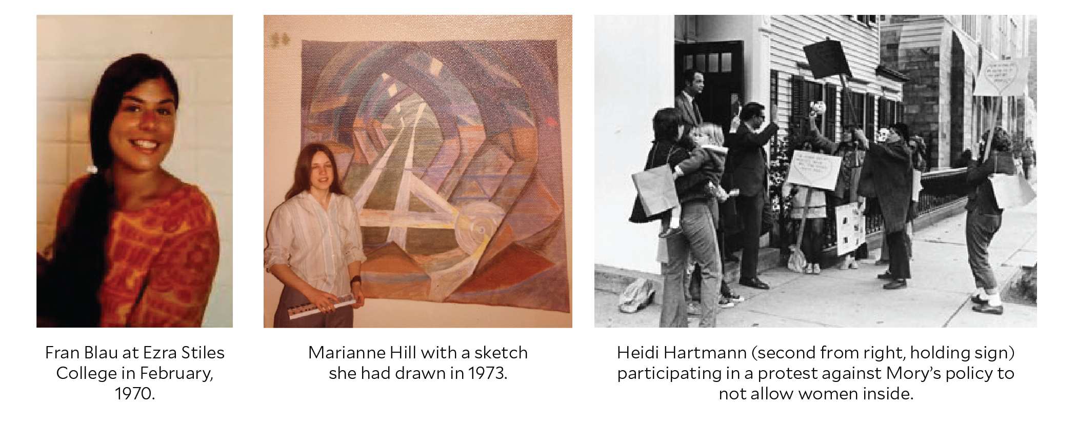 Fran Blau, Marianne Hill and Heidi Hartmann during their time at Yale.