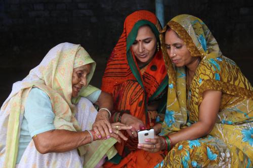 Women using a mobile phone