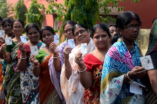 Women queued for voting