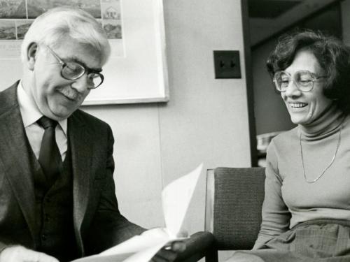 Chamberlain meeting with a male colleague at the Ford Foundation in the 60s