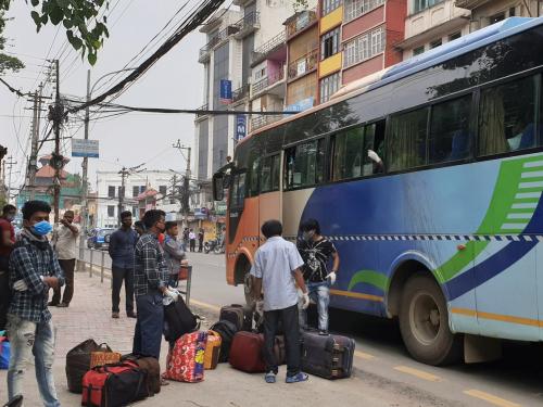 Indian migrants head to their hometown amid COVID-19 outbreak in Kathmandu, Nepal.
