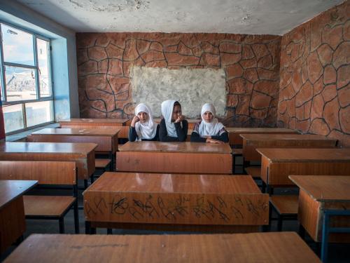Afghanistan girls in classroom