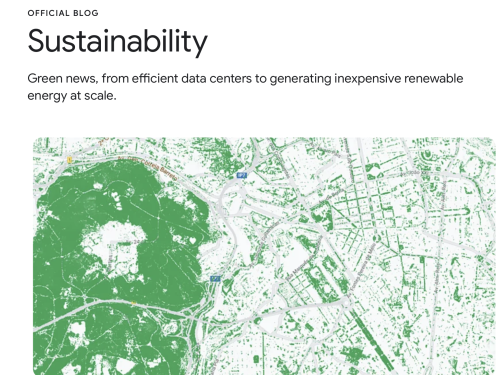 Google sustainability blog front page