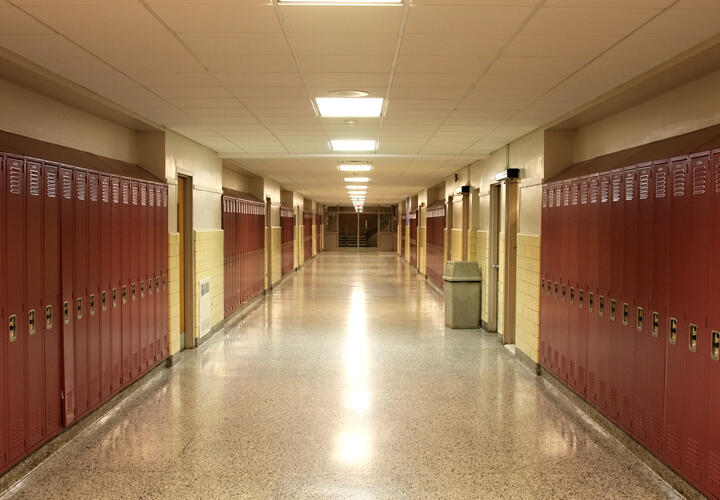 Empty school hallway