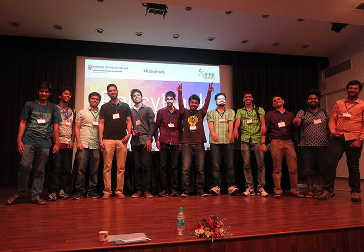 Policy Hack participants on stage.