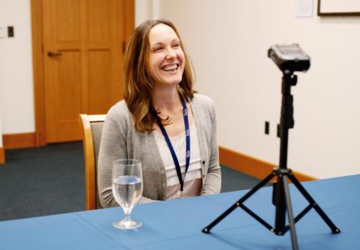 Kelsey Jack presenting at the Yale Climate, Environment & Economic Growth Conference 2023.