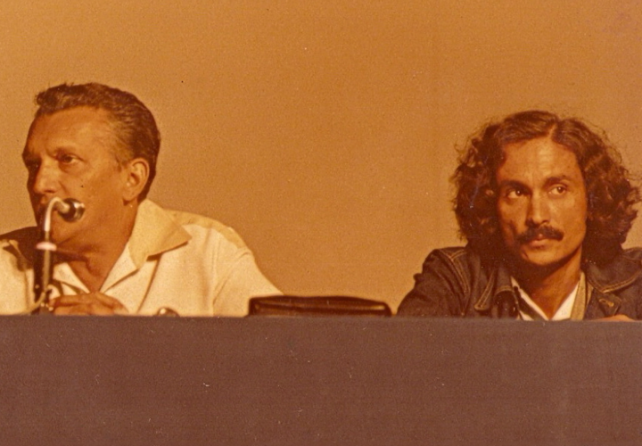 Celso Furtado (left) and Clóvis Cavalcanti (right) in Recife, a city in the Northeast region of Brazil in 1977. Furtado founded SUDENE, a government development agency that sought to reduce poverty in the Northeast region.