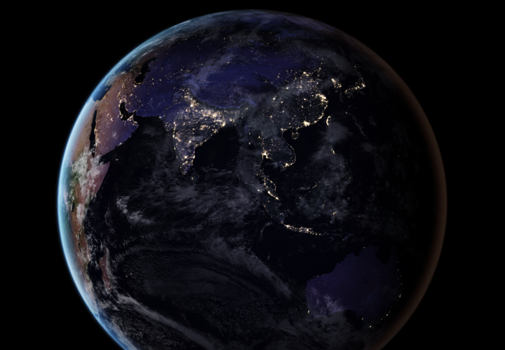 Photo displaying a portion of the world in night lights