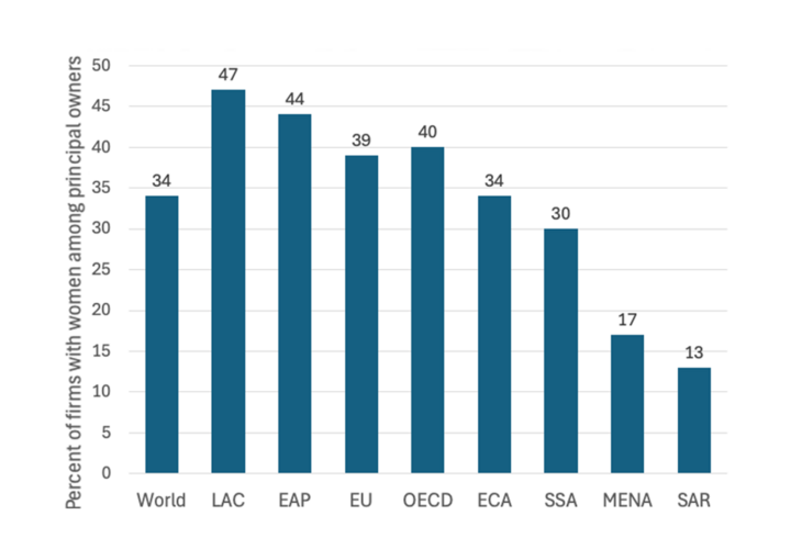 A graph showing the percent of firms with women among principal owners