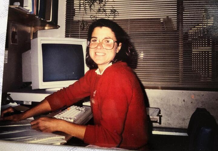 Eggers as a graduate student at the University of California, Berkeley in the 1980s. She decided to pursue a PhD after 19 years working in New Haven. 
