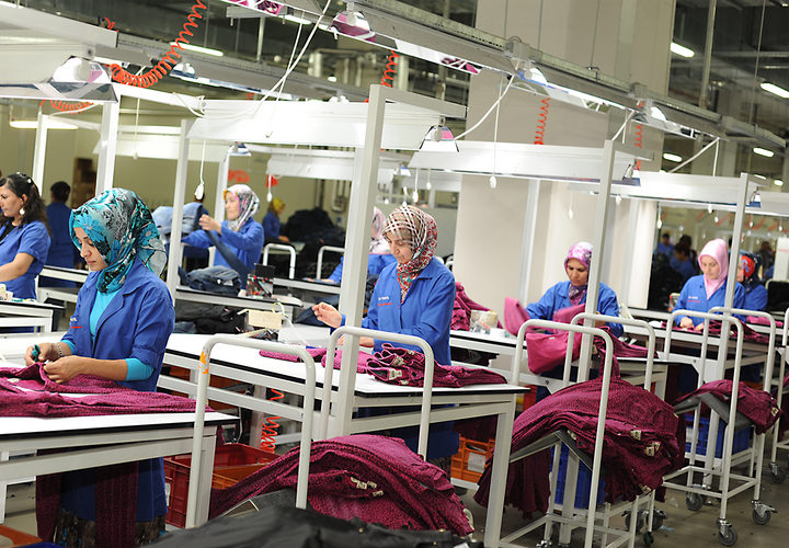 Turkish workers at a textile factory