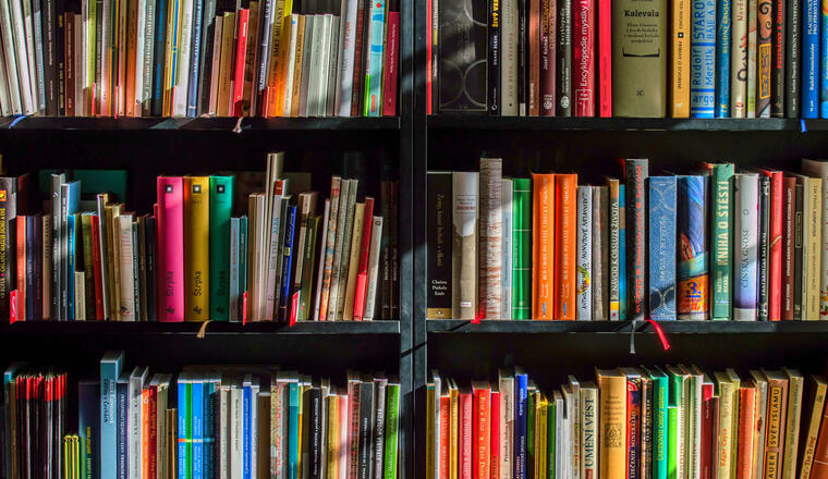 a bookshelf full of books