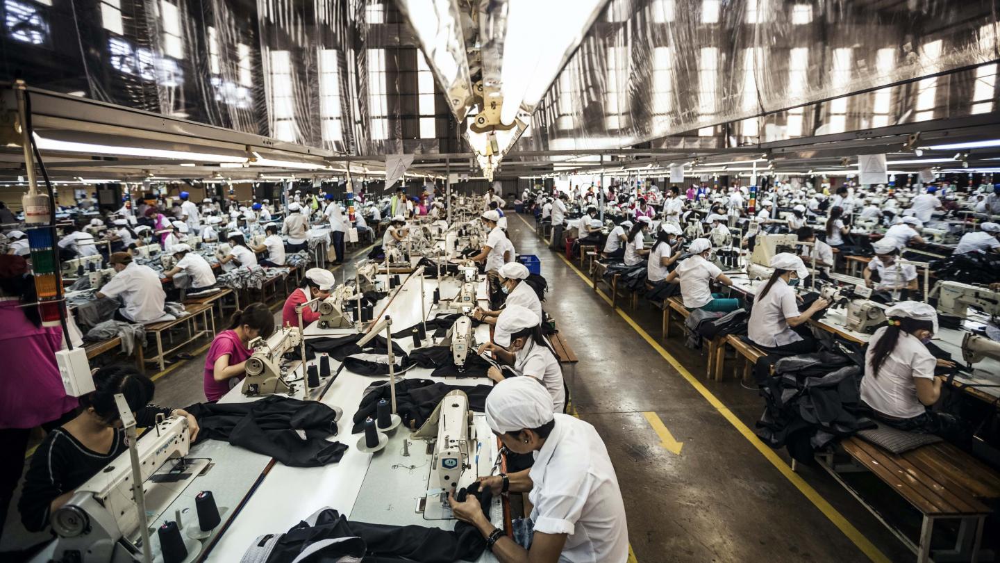 Vietnamese workers in a garment factory.