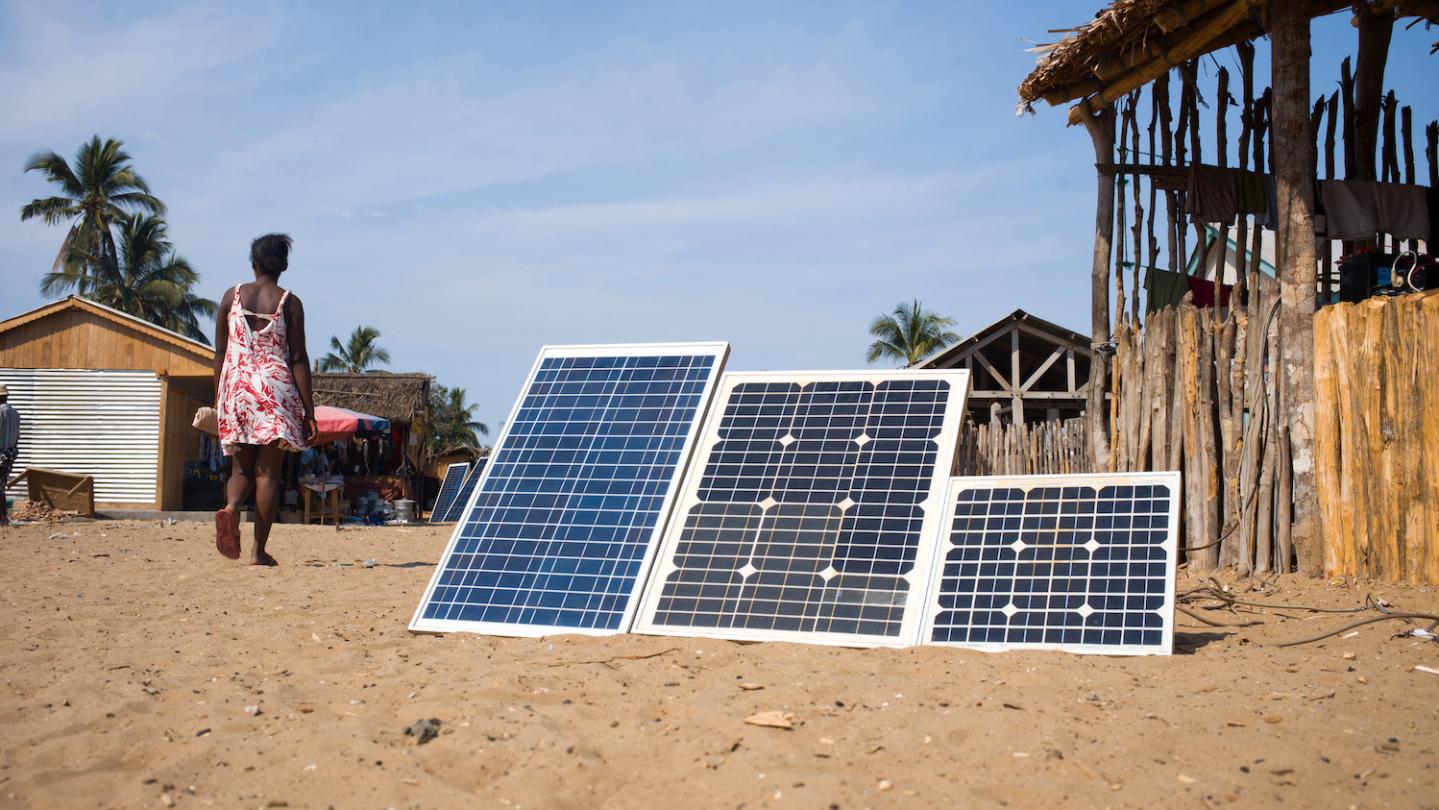 Solar panels in a village in Madagascar